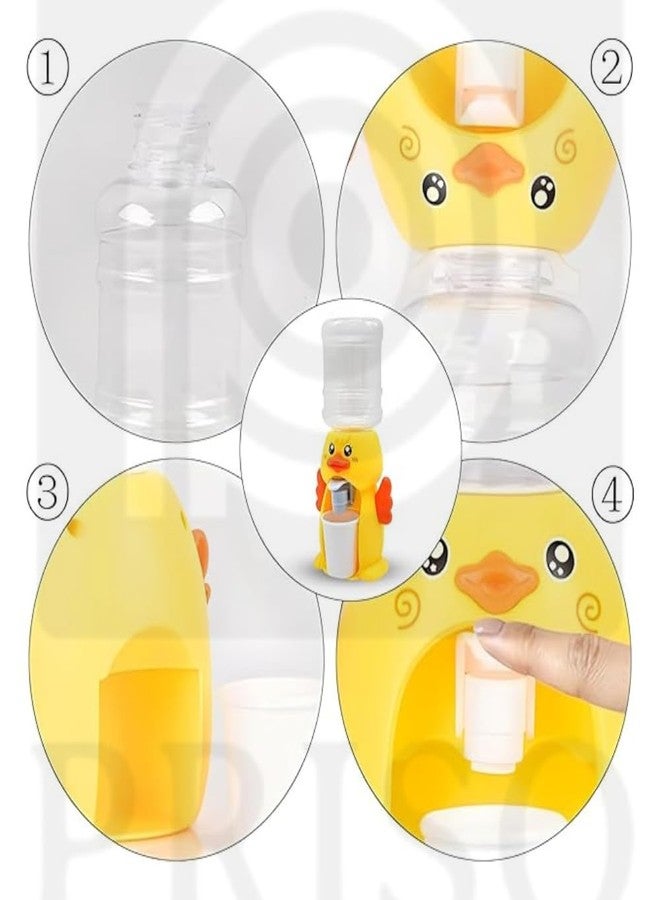 PRISO Mini Water Dispenser Toy for Kids, Creative Thinking, Safe & Durable Cartoon Character Drinking Fountain Pumps with Small Bottle and Mug Childern Play Toy | Duck | Yellowcolor. - Image 5